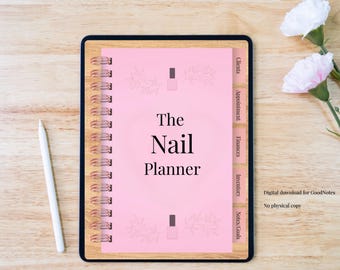 Digital nagelplanerare för nedladdning, tidsbok för salong, nagelteknikerorganisatör för GoodNotes