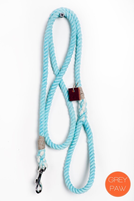 Items similar to Turquoise rope dog leash, dip dyed cotton rope, ombre