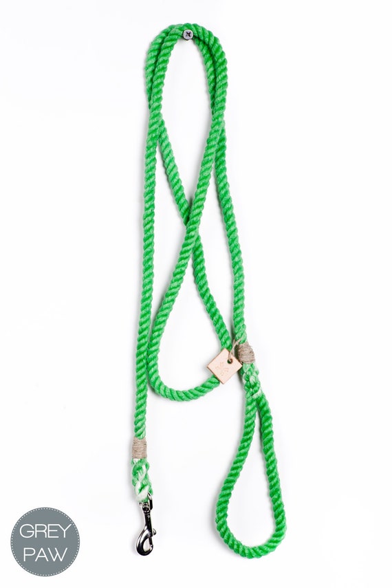 Items similar to Bright green rope dog leash, hand dyed cotton leash