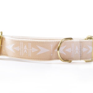 Light brown arrow dog collar, adjustable 1 wide, geometric design, cotton webbing, brass buckle, navajo inspired image 4