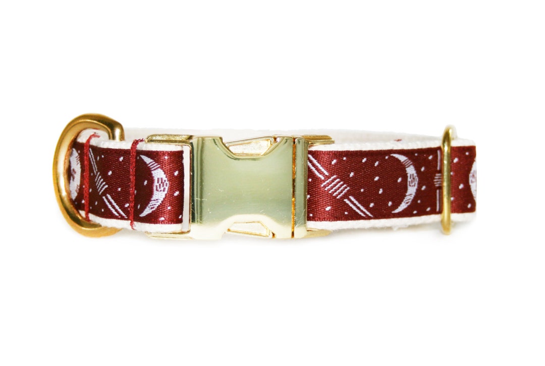 Maroon Dog Collar Adjustable Moon Cycle Print Etsy