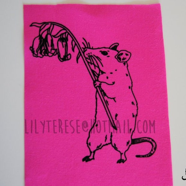 SALE Rat With Flowers Patch
