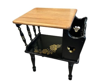 Vintage Refinished End Table with Magazine Rack