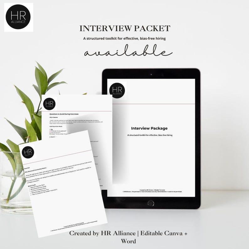 Editable Interview Toolkit: HR Templates (canva & Word) - Etsy