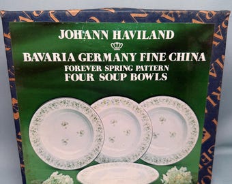 Johanna Haviland Forever Spring - Four Soup Bowls, New In Box