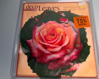 Hojas de pergamino decorativas con diseño de rosas, dos paquetes de 20 unidades.