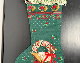Vintage 1980 Hallmark „A Christmas Gathering“ Stoff Panel Stocking