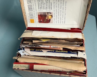 Caja de recetas vintage de Avon con recetas vintage