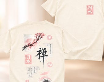 Japanese Double Sided Tshirt, Japanism Trend Shirt, Kanji Nihon Tee, Sakura T-Shirt, Minimal Japan T shirt,Comfort Colors Tee