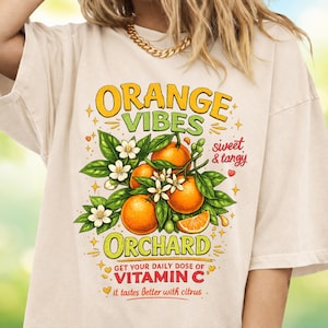 Vintage Orange Fruit T-Shirt,Orange Vibes Orchard Shirt,Retro Citrus Shirts,Cottagecore Fruit Tshirts ,Retro Summer Unisex Tee