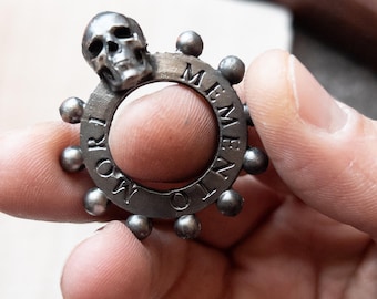 Memento Mori Rosary Ring – Hand-Cast Pewter Finger Prayer One Decade Pocket Rosary