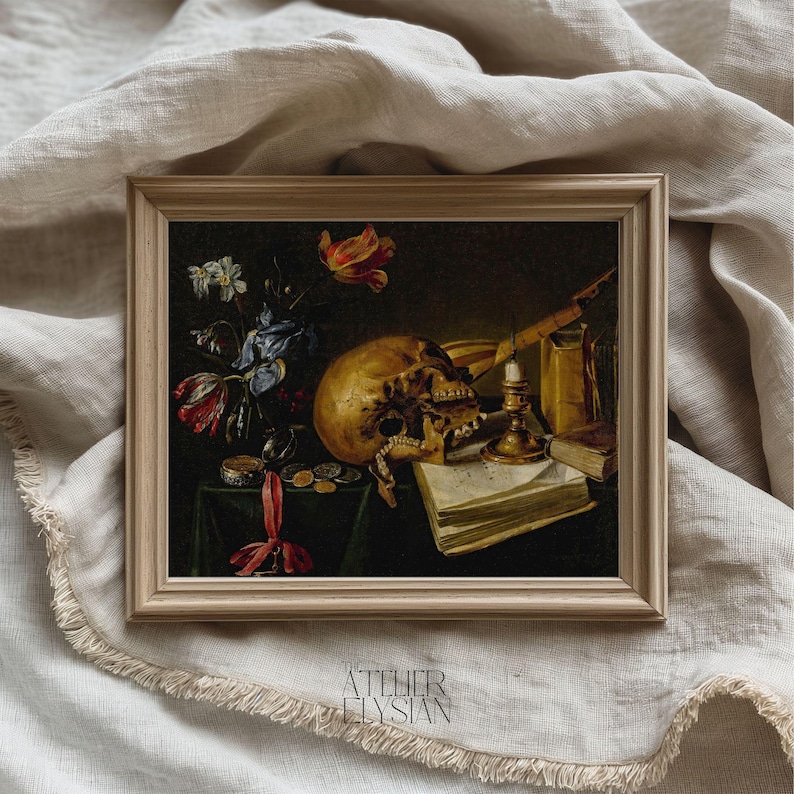 Vintage Vanitas Skull Still Life | 17th Century Memento Mori Painting ...