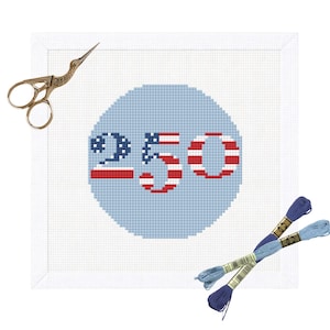 America 250 nålspetsduksprydnad | 18 mesh patriotisk rund prydnad | Amerikansk flagga 250 tvåhundraårsjubileumsduk