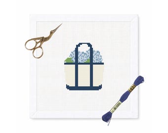Custom Boat Tote and Hydrangea Needlepoint Canvas | Preppy Monogram Canvas | 18 Mesh Needlepoint | Beginner Friendly