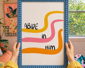 Arte cristã para parede | Impressões de fé | Permaneça nEle | Impressões irlandesas | Impressões feitas à mão | Decoração cristã para casa | Presentes cristãos (impressão sem moldura)