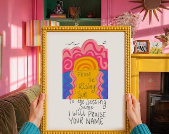 Arte cristã para parede | Impressões de fé | Louvado seja o Teu nome | Impressões irlandesas | Impressões feitas à mão | Decoração cristã para casa | Presentes cristãos (impressão sem moldura)