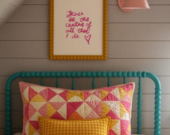 Arte de parede cristã | Impressões de fé | Jesus no centro | Impressões irlandesas | Impressões feitas à mão | Decoração cristã para casa | Presentes cristãos (impressão sem moldura)