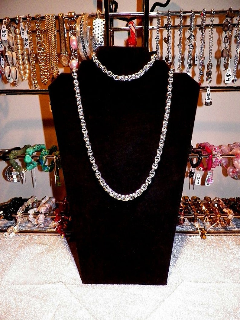 Double Thick Silver Cable Link Chain Maille Mail Necklace Medieval Goth Punk Rock Rave Scene Hip Hop Rap Rapper Modern Urban Warfare Man Men