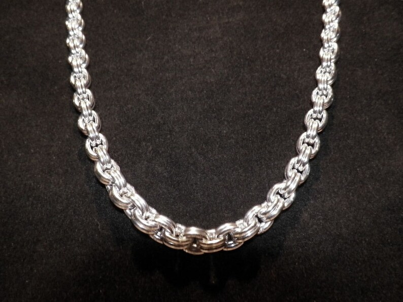 Double Thick Silver Cable Link Chain Maille Mail Necklace Medieval Goth Punk Rock Rave Scene Hip Hop Rap Rapper Modern Urban Warfare Man Men