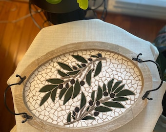 Olive Branch Mosaic Serving Tray.