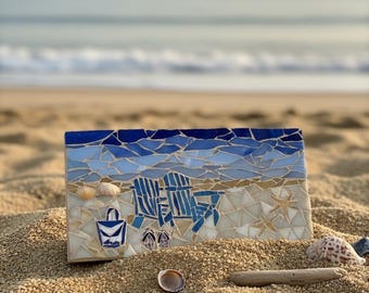Beach Theme Mosaic Jewelry Box. Handmade Jewelery box ocean vibes.