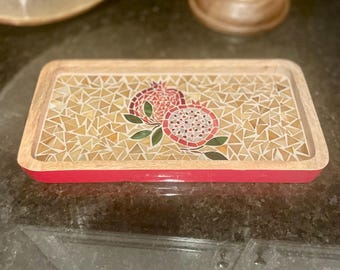 Pomegranate mosaic tray.