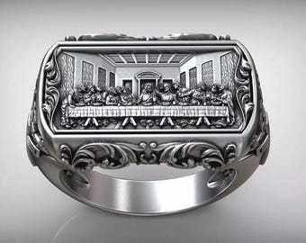 Last Supper Ring – Handmade 925 Sterling Silver Religious Signet