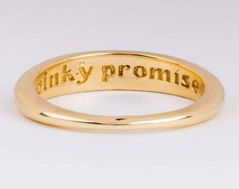 Engraved Pinky Promise 14k Gold Band – Minimalist Friendship Ring