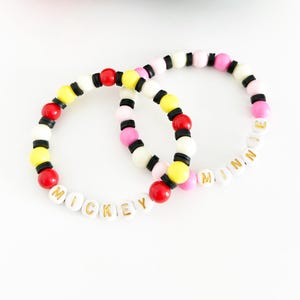 ミッキーとミニーマウスのビーズブレスレット - Etsy 日本