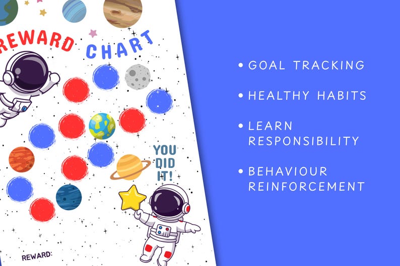 Outer Space Reward Chart for Kids | Astronaut Behavior Sticker Chart ...