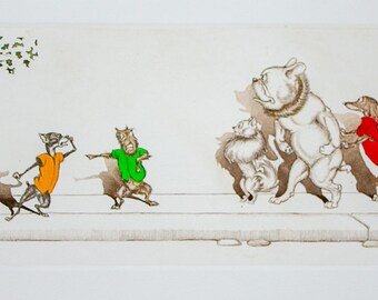 Le Profanteur - Boris O'Klein "Dogs of Paris" original hand coloured etching
