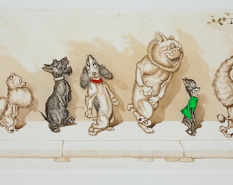 Chacun son Tour - Boris O'Klein original hand coloured etching