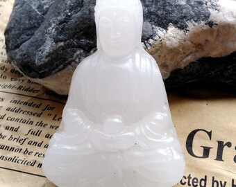 Afghanistan white jade Maitreya Buddha pendant buddhism belief necklace