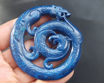 Dragon brown Jade Pendant Amulet Mythical Animals Necklace Pendant Jewerly B1 Chinese ancient Jade stone Pendant Charm Circle Carved Rich