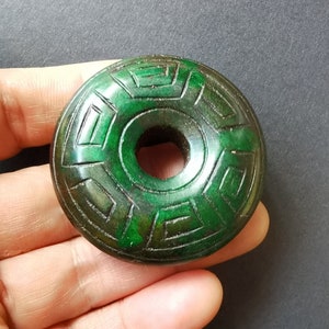 Donut circle flower twist charm carving green Jade stone Pendant,Good lucky Amulet for making handmade Necklace Pendant Jewerly link A05