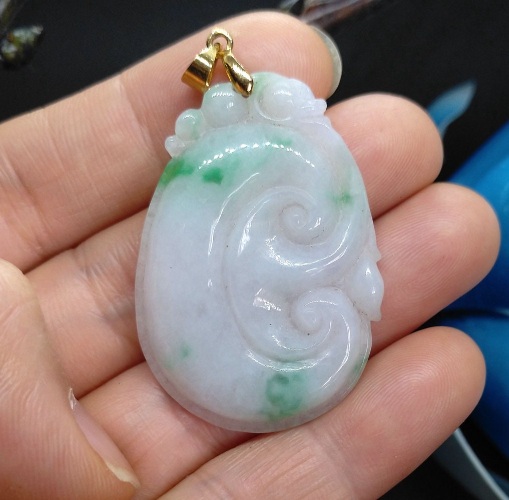 Certified Grade A Natural Jadeite Jade pendant Chinese Ruyi Etsy