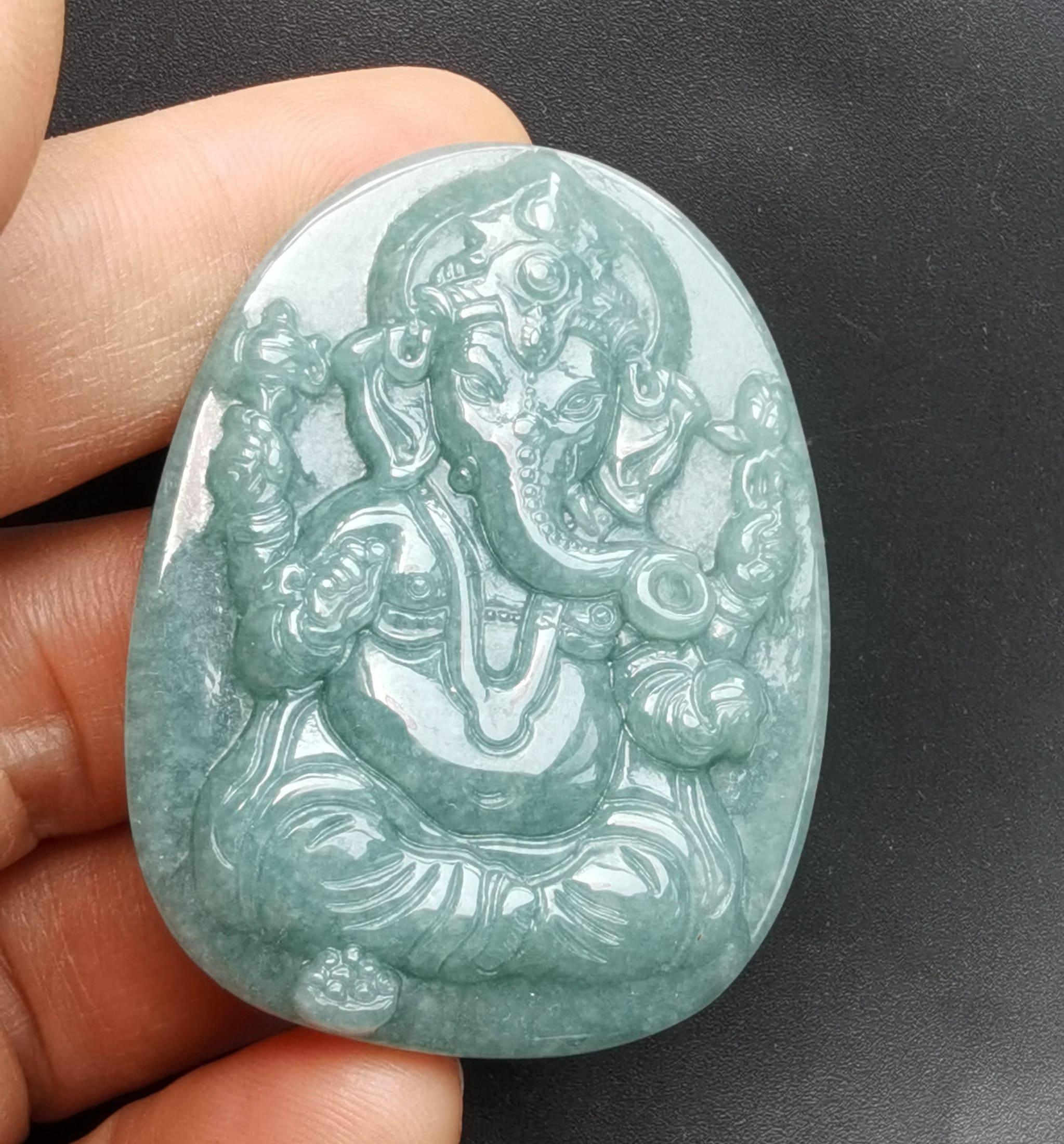 This pendant is so spectacular! The brass goddess Ganesh is  Tibetan Ganesha Pendant Necklace with Natural Jade Stones display picture 1