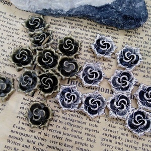 Antique Bronze Rose Pendant Links: Silver Plated Filigree Findings