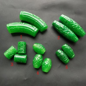 Barrel,Tube,Dread green Jade stone,carving jade,Dreadlock,Dread Accessories,Hair Beads,Amulet Necklace Pendant Jewelry MG