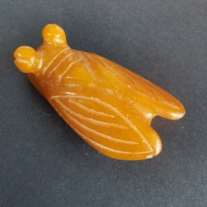 3D Carved Yellow Jade Cicada Pendant: Mythical Amulet