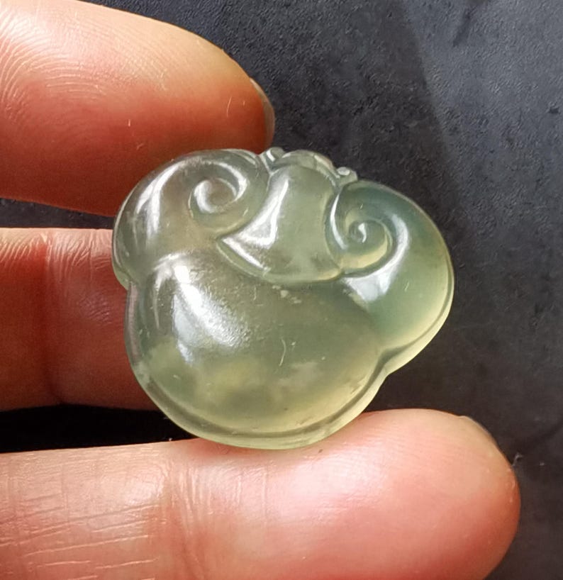 Carving Ruyi Flower Good Lucky Natural Chinese Xiuyu Green Jade Stone Pendant,amulet for Making