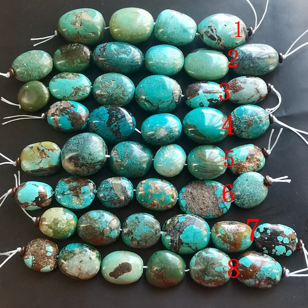 Oval Genuine Hubei Turquoise stone beads,green blue brown multi color natural stone,Loose beads for making your handmade jewelry