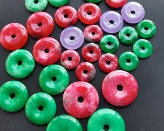 20-40mm,Donut Jade stone,Green,Lavender,red, 20mm,25mm,30mm,35mm,40mm,Amulet gemstone Stone,Loose bead,Healing earring bracelet necklace MG