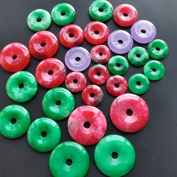 20-40mm,Donut Jade stone,Green,Lavender,red, 20mm,25mm,30mm,35mm,40mm,Amulet gemstone Stone,Loose bead,Healing earring bracelet necklace MG