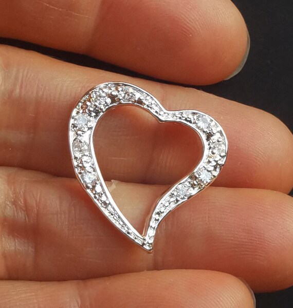 CZ Love Heart Link Silver Plated Pendant Link,rope Amulet
