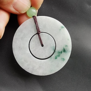 Zwei Donut Kreis natürliche burmesische Jadeit Jade Stein Anhänger, Doppel Jade Charme, Klasse A, Amulett Halskette, Edelstein Perle, gutes Glück Schmuck Geschenk
