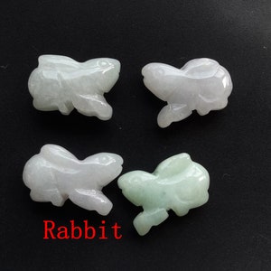 Liten tupp, apa, oxe, orm, får, drake, tiger, kanin, djur naturlig jadeit jadesten amulett hänge huvud, länk Rabbit