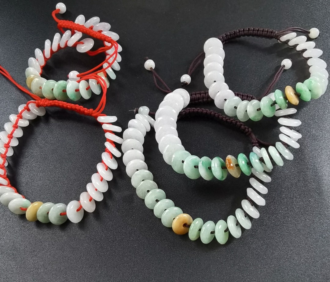 Donut Coin Jadeite Bracelet,ankle, Grade A Natural Jade Stone Bracelet
