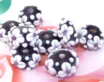 5beads/lot Charm White Petal Flower Handmade Rondelle Red | Etsy