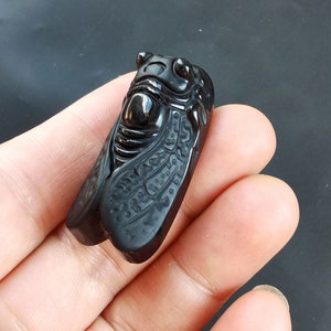 3D Zikade Schwarz Obsidian Stein Anhänger, Amulett Mythische Tiere Halskette Anhänger Schmuck, für die handgemachte Herstellung von Schmuck
